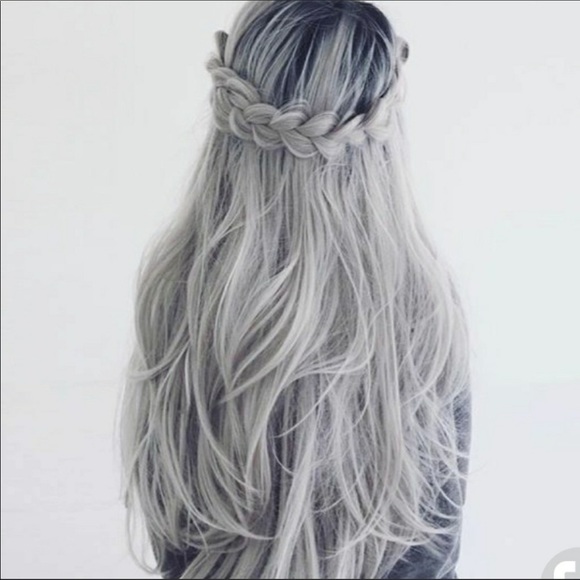22” Ombre Black Gray Straight Lace Front Wig *NEW*
